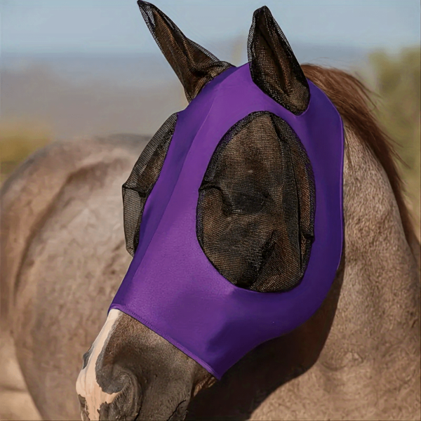 Mascara Respiravel para Cavalos - Breathable Horse Mask, Comfortable Mesh Horse Fly Mask With Ear, Equestrian Supplies - Image 7