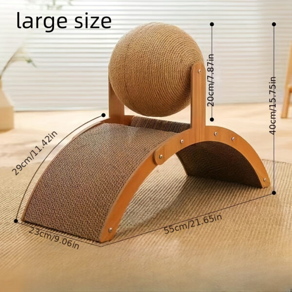 Brinquedo Arranhar para Gatos - Arch Bridge Shaped Cat Condo With Natural Sisal Ball - Image 3