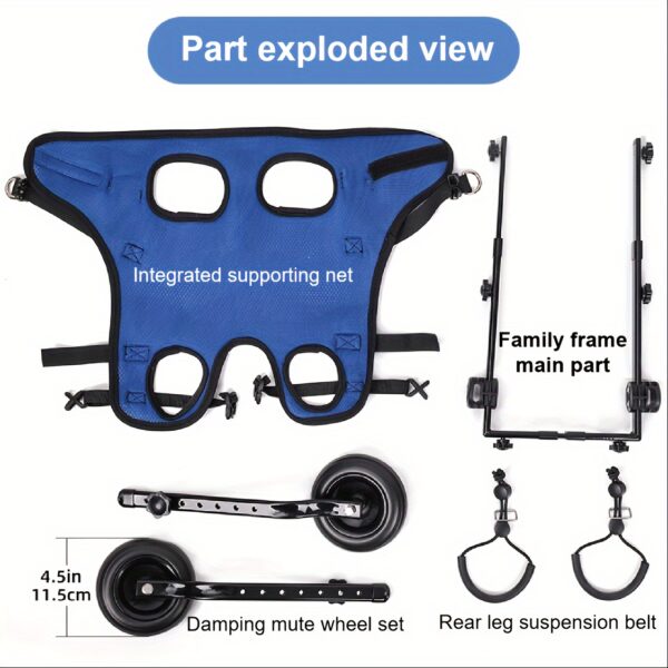 Cadeira de Rodas para Pequenos Pets - Small Pet Wheelchair For Back Legs, Dog Rehabilitation Walking Auxiliary Cart - Image 3