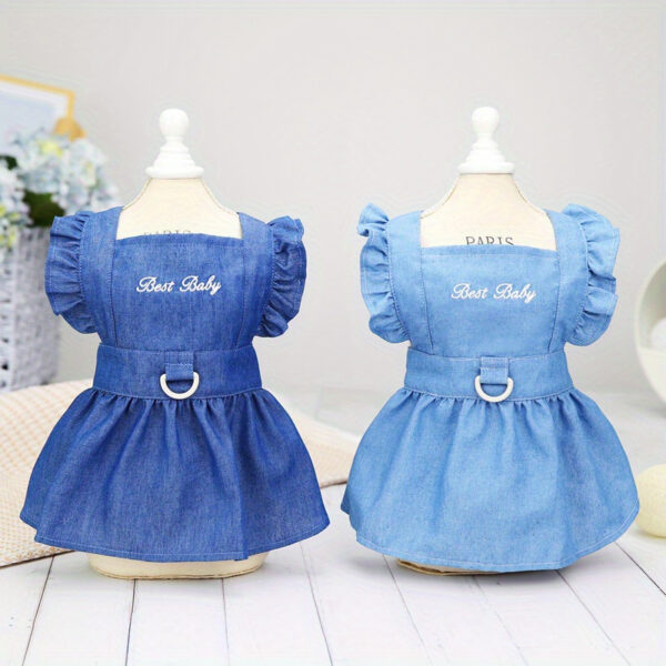 Vestido para Caes Pequenos - Cute Letter Embroidered Dog Dress - Image 5