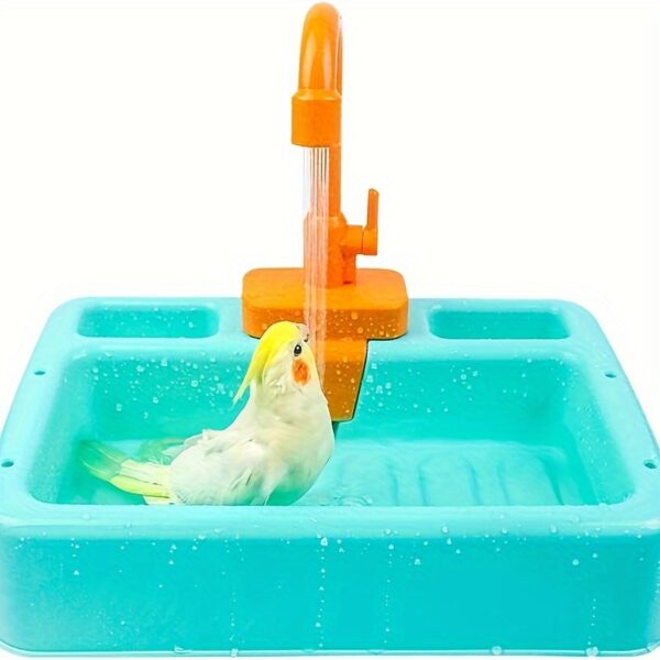 Bacia de Duche para Pássaros - Automatic Parrot Bath Tub With Faucet - Image 2