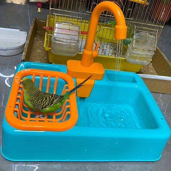 Bacia de Duche para Pássaros - Automatic Parrot Bath Tub With Faucet - Image 8