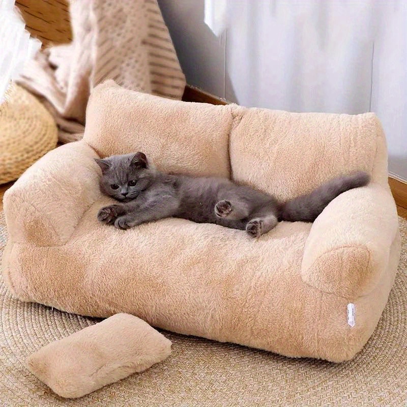 Sofa Cama de Algodao para Gatos – Plush Cotton Pet Sofa Bed for Cats