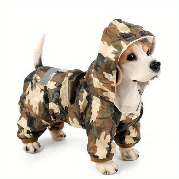 Capa de Chuva Refletiva - Reflective Waterproof Dog Raincoat For Small Breeds - Easy Snap Closure, Hand-Washable Spandex Jumpsuit - Image 5