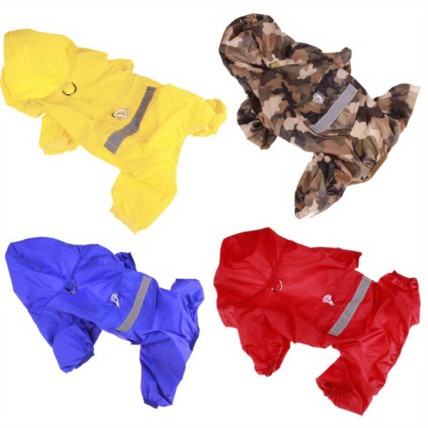 Capa de Chuva Refletiva - Reflective Waterproof Dog Raincoat For Small Breeds - Easy Snap Closure, Hand-Washable Spandex Jumpsuit - Image 9