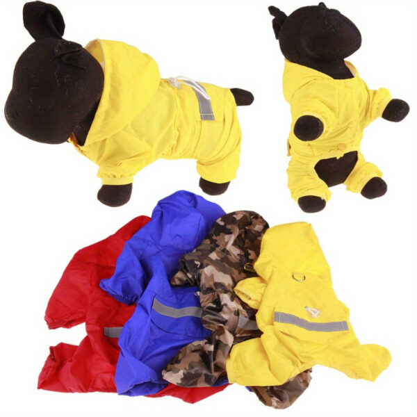 Capa de Chuva Refletiva - Reflective Waterproof Dog Raincoat For Small Breeds - Easy Snap Closure, Hand-Washable Spandex Jumpsuit - Image 10
