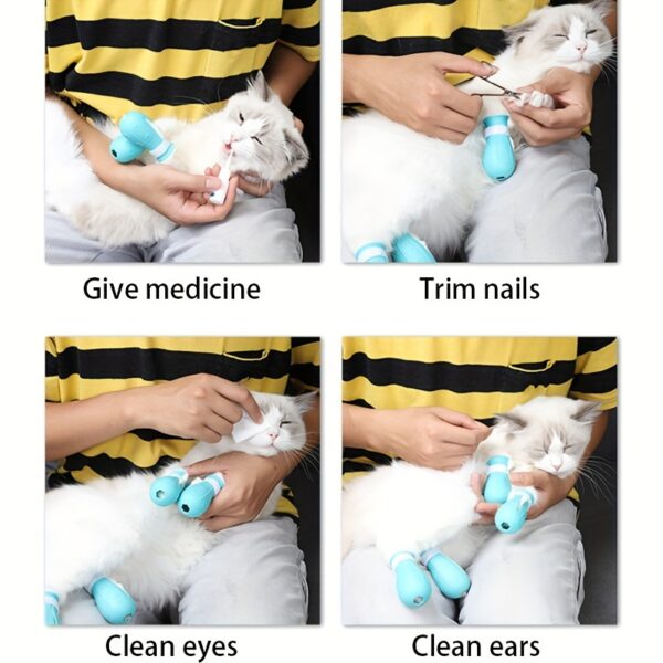 Proteção para Pés - 4-Piece Silicone Cat Paw Protectors - Anti-Scratch, Non-Electric, Ideal For Bathing - Image 9