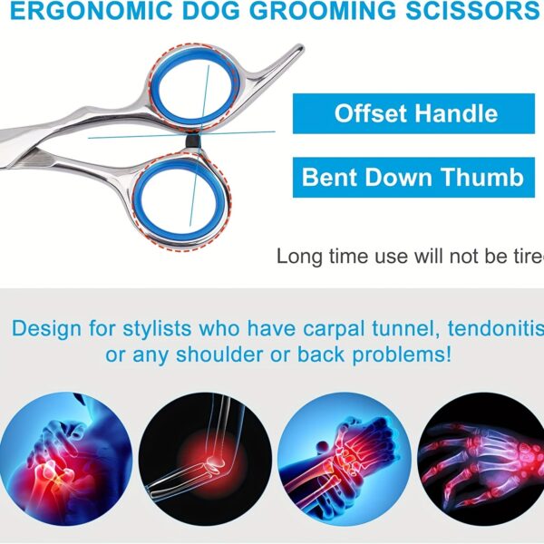 Tesoura Premium Pet Grooming Scissors Set - Safety Round Tip - Image 5