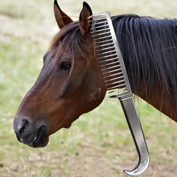 Pente/Escova de Metal para Crina de Cavalos - 1pc Metal Horse Comb, Combing Horse Temples And Horse Tails - Image 4