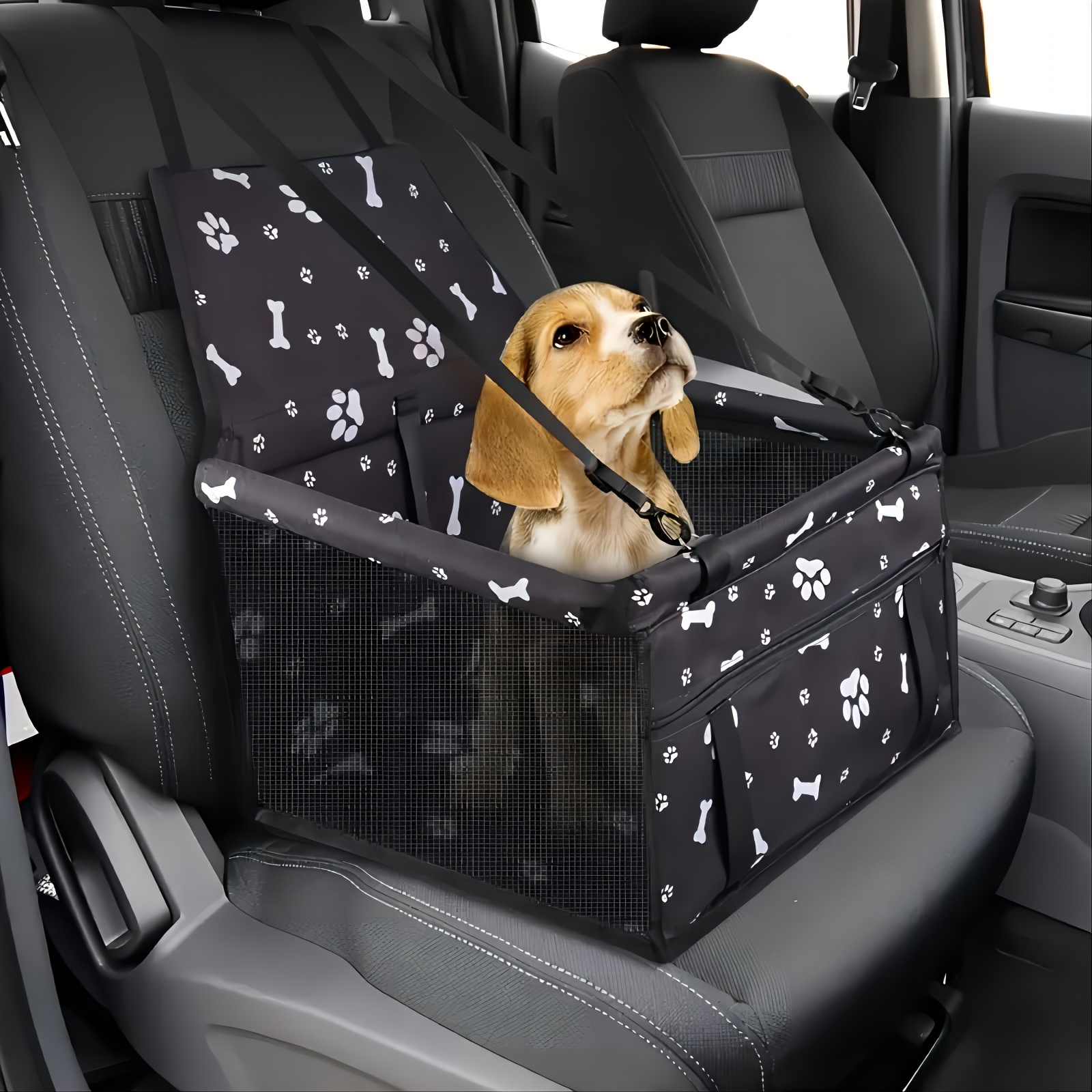 Assento elevatório para cão gato portátil e respirável com cinto de segurança para cão