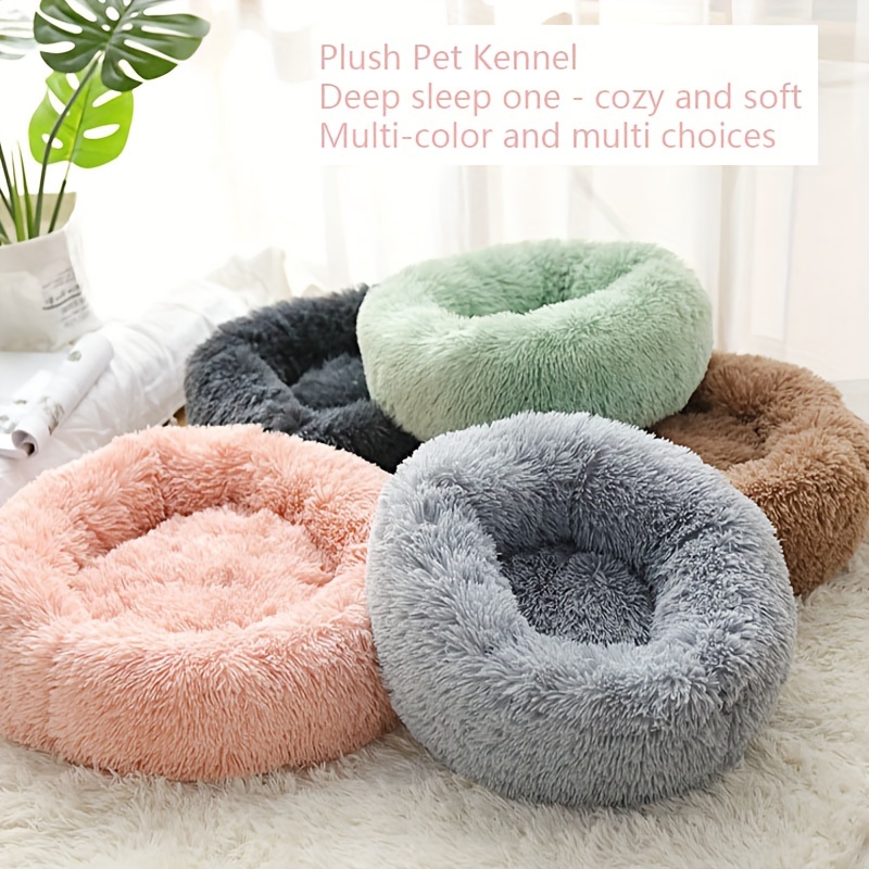 Cama de Plush Lavavel – 1pc Plush Pet Kennel Removable Washable Soft Cat Nest Winter Warm Round Cat Bed Pet Supplies