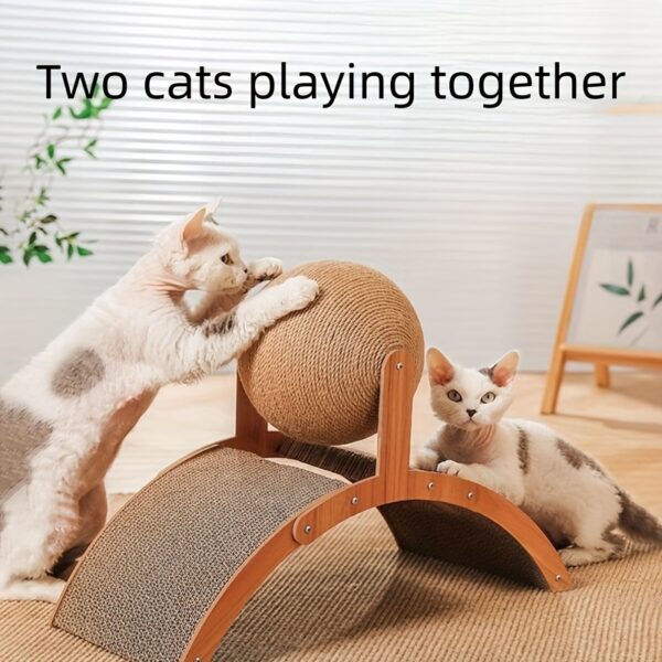 Brinquedo Arranhar para Gatos - Arch Bridge Shaped Cat Condo With Natural Sisal Ball