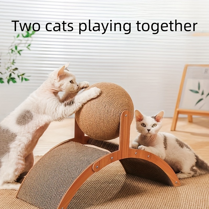 Brinquedo Arranhar para Gatos – Arch Bridge Shaped Cat Condo With Natural Sisal Ball