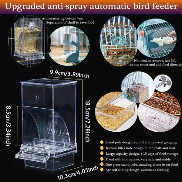 Alimentador Automatico para Passaros - Automatic Bird Feeder, Water Dispenser Set - Clear - Image 2