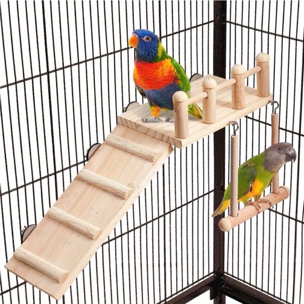 Suporte Escalavel para Passaros - Delight Your Pet Bird with This Fun Platform Swing & Climbing Ladder Set! - Image 4