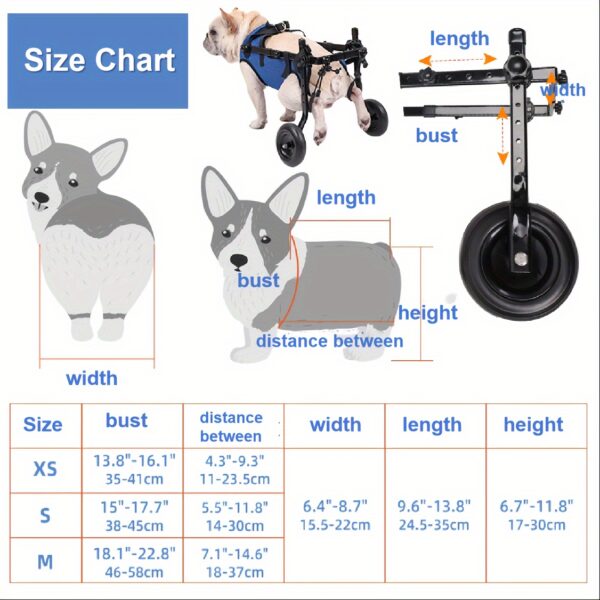 Cadeira de Rodas para Pequenos Pets - Small Pet Wheelchair For Back Legs, Dog Rehabilitation Walking Auxiliary Cart - Image 4