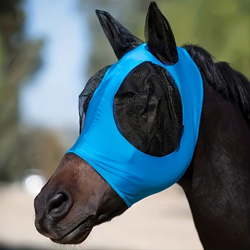Mascara Respiravel para Cavalos – Breathable Horse Mask, Comfortable Mesh Horse Fly Mask With Ear, Equestrian Supplies
