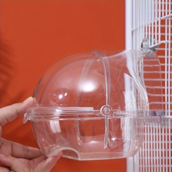 Banheira de Plastico Transparente para Passaros - Clear Plastic Bird Bath Tub With Hook-on Cage Attachment, Transparent Round Bird Bathing Bowl - Image 2