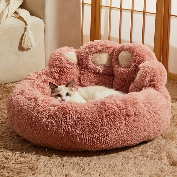 Cama Peluda Grande em Formato de Pata de Urso para Pets - 1pc Bear Paw Shape Plush Dog Bed - Image 6