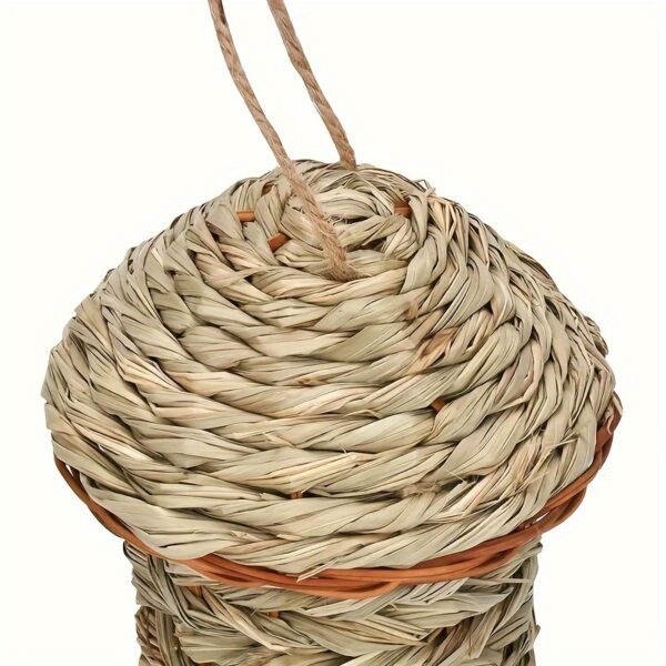 Ninho de Fibra Natural para Passaros - 1pc Natural Grass Woven Bird House, Hanging Garden Decoration Pet Straw Bird Nest Bird House - Image 7