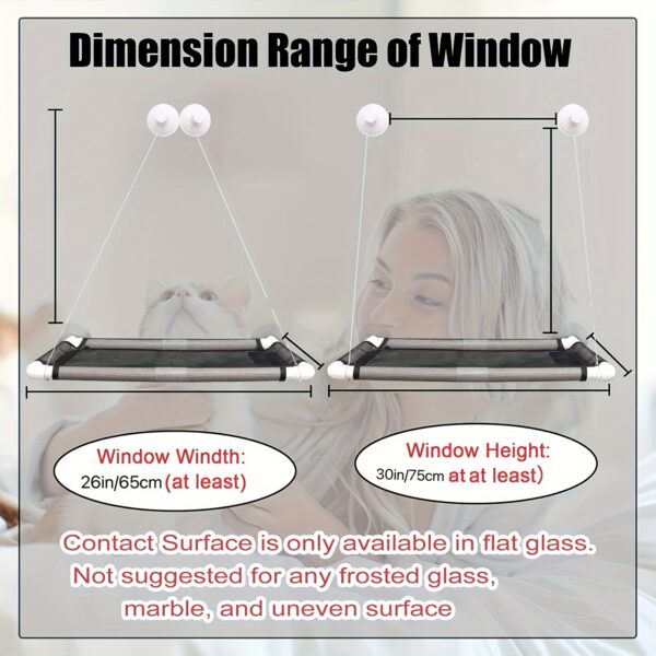 Cama Suspensa para Gatos - Cozy And Safe Cat Window Perch, Soft Mat Wall-mounted Cat Hammock Bed Window Lounge Bed With Strong Suction Cups - Image 6