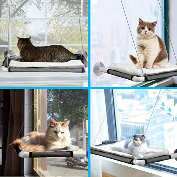 Cama Suspensa para Gatos - Cozy And Safe Cat Window Perch, Soft Mat Wall-mounted Cat Hammock Bed Window Lounge Bed With Strong Suction Cups - Image 4