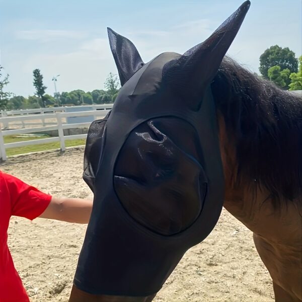 Mascara Respiravel para Cavalos - Breathable Horse Mask, Comfortable Mesh Horse Fly Mask With Ear, Equestrian Supplies - Image 2