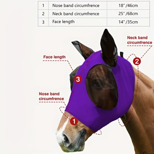 Mascara Respiravel para Cavalos - Breathable Horse Mask, Comfortable Mesh Horse Fly Mask With Ear, Equestrian Supplies - Image 4