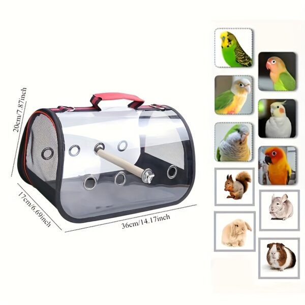 Transportador de Passaros - 1pc Lightweight Bird Carrier, Transparent Parrot Travel Bag - Image 2