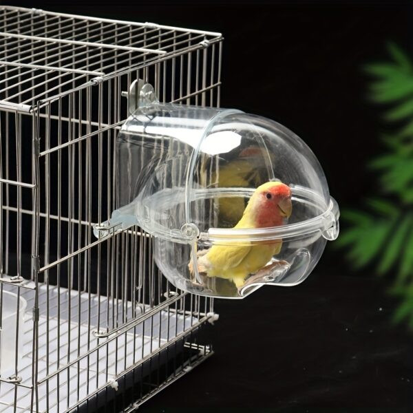 Banheira de Plastico Transparente para Passaros - Clear Plastic Bird Bath Tub With Hook-on Cage Attachment, Transparent Round Bird Bathing Bowl - Image 3