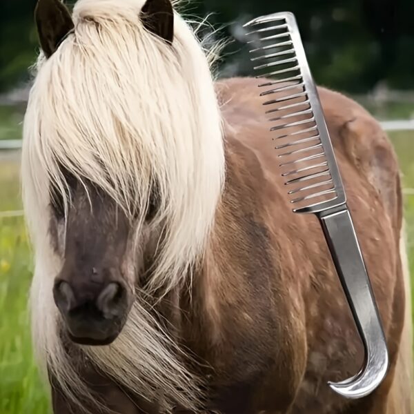 Pente/Escova de Metal para Crina de Cavalos - 1pc Metal Horse Comb, Combing Horse Temples And Horse Tails - Image 3