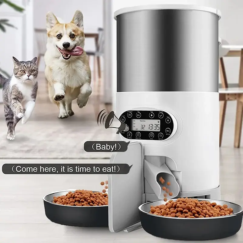 PawsPlates Duo: Alimentador Automático com Dupla Tigela de Aço