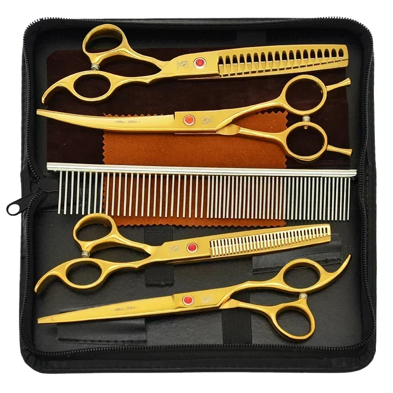 Jogo de Tesouras Gold – 7 inch Meisha Professional Pet Grooming Scissors Set Dog Haircut Shears