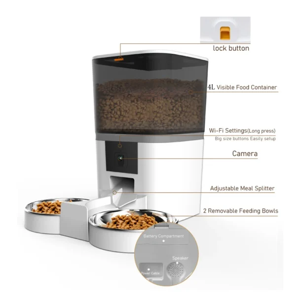 PawCam FeedSmart: Alimentador Automático de 4L com Câmera HD - Image 5
