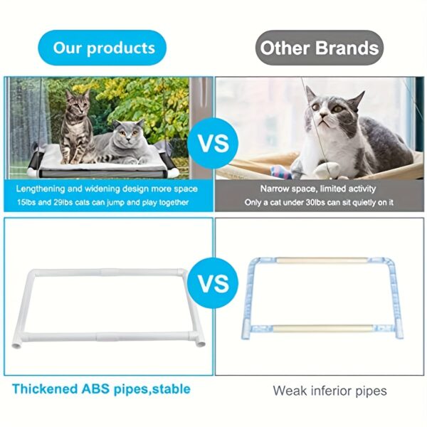 Cama Suspensa para Gatos - Cozy And Safe Cat Window Perch, Soft Mat Wall-mounted Cat Hammock Bed Window Lounge Bed With Strong Suction Cups - Image 5