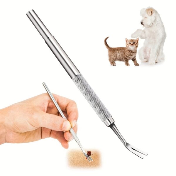 Ferramenta de Remoção Carrapatos Pulgas Carraças - 1Pc Pet Tick Clip Mites Remove Fork Stainless Steel Removing Flea - Image 5
