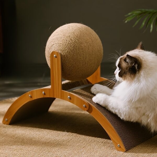 Brinquedo Arranhar para Gatos - Arch Bridge Shaped Cat Condo With Natural Sisal Ball - Image 4