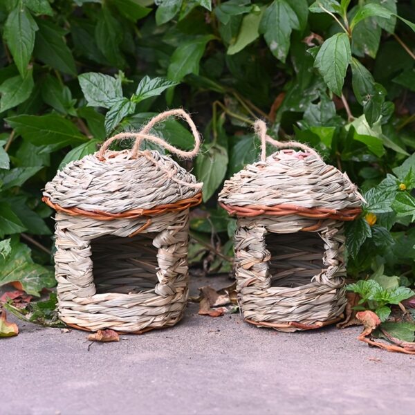 Ninho de Fibra Natural para Passaros - 1pc Natural Grass Woven Bird House, Hanging Garden Decoration Pet Straw Bird Nest Bird House - Image 6
