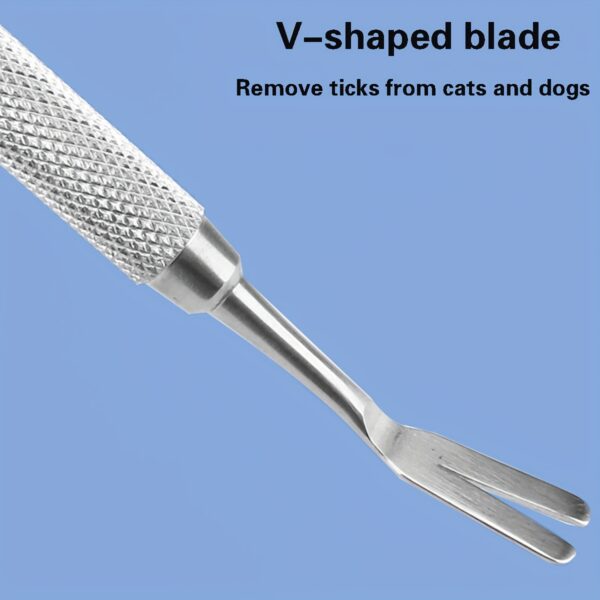 Ferramenta de Remoção Carrapatos Pulgas Carraças - 1Pc Pet Tick Clip Mites Remove Fork Stainless Steel Removing Flea - Image 4