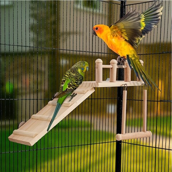 Suporte Escalavel para Passaros - Delight Your Pet Bird with This Fun Platform Swing & Climbing Ladder Set! - Image 7