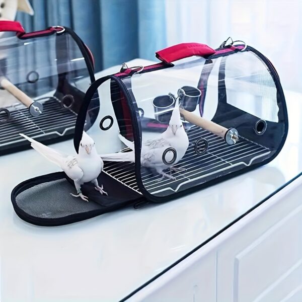 Transportador de Passaros - 1pc Lightweight Bird Carrier, Transparent Parrot Travel Bag - Image 3