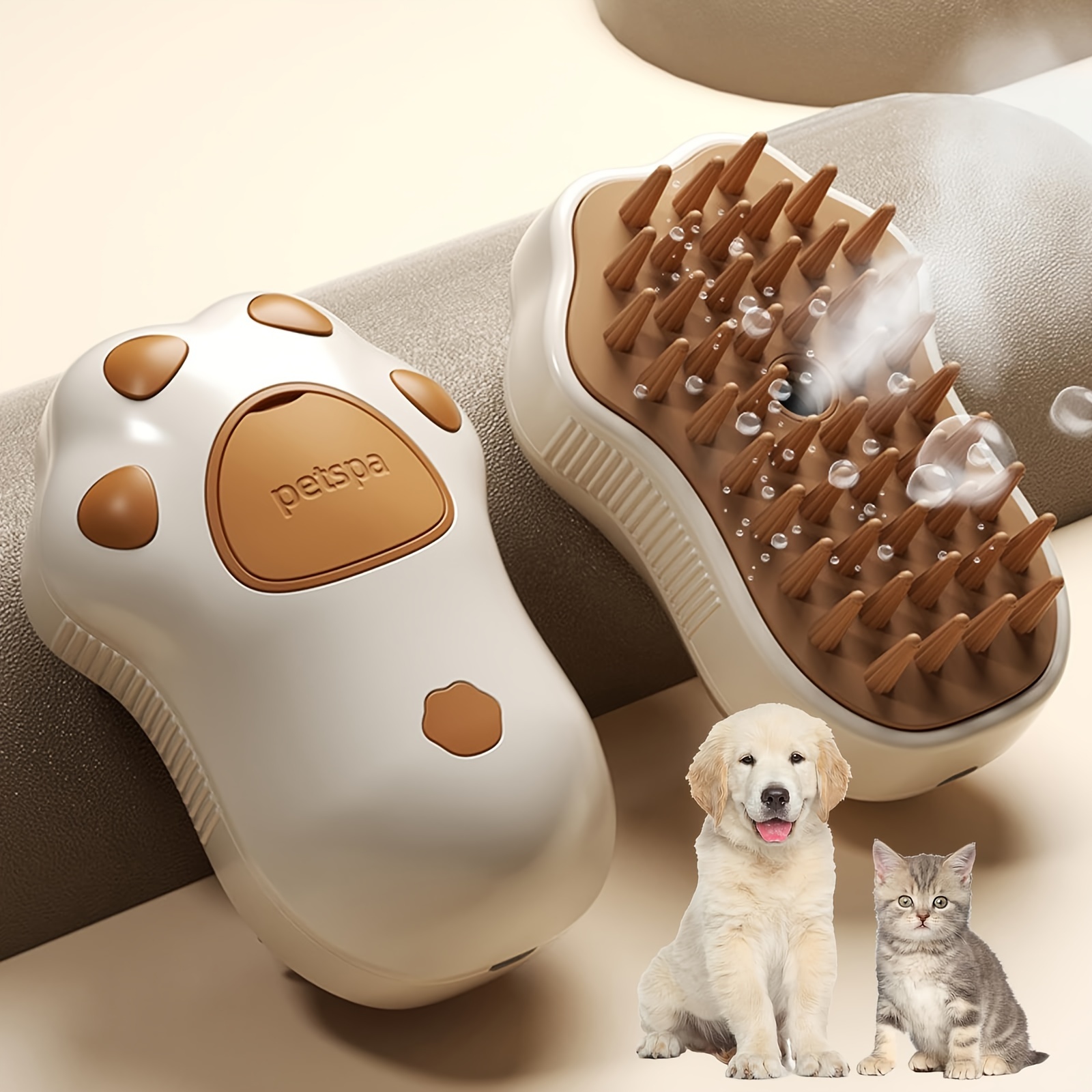 Escova de Silicone – Steam Cat Brush, 3-in-1 Electric Pet Grooming Tool