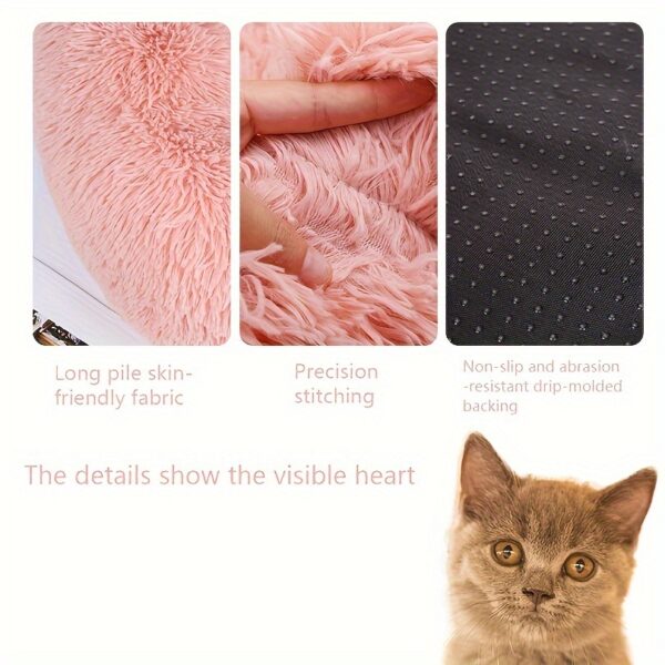 Cama de Plush Lavavel - 1pc Plush Pet Kennel Removable Washable Soft Cat Nest Winter Warm Round Cat Bed Pet Supplies - Image 6