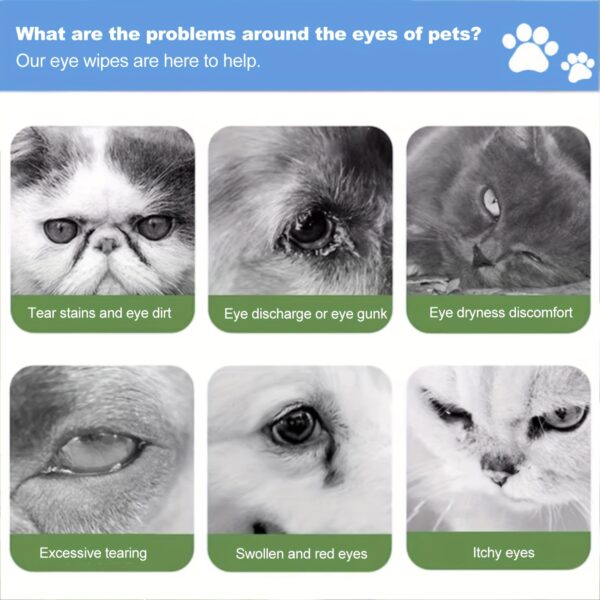 Lenços de Limpeza para Olhos - 150pcs Pet Eye Cleaning Wipes, Gentle Tear Stain Remover Wipes For Dogs And Cats - Image 4