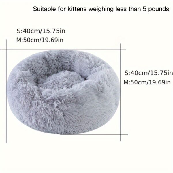 Cama de Plush Lavavel - 1pc Plush Pet Kennel Removable Washable Soft Cat Nest Winter Warm Round Cat Bed Pet Supplies - Image 2