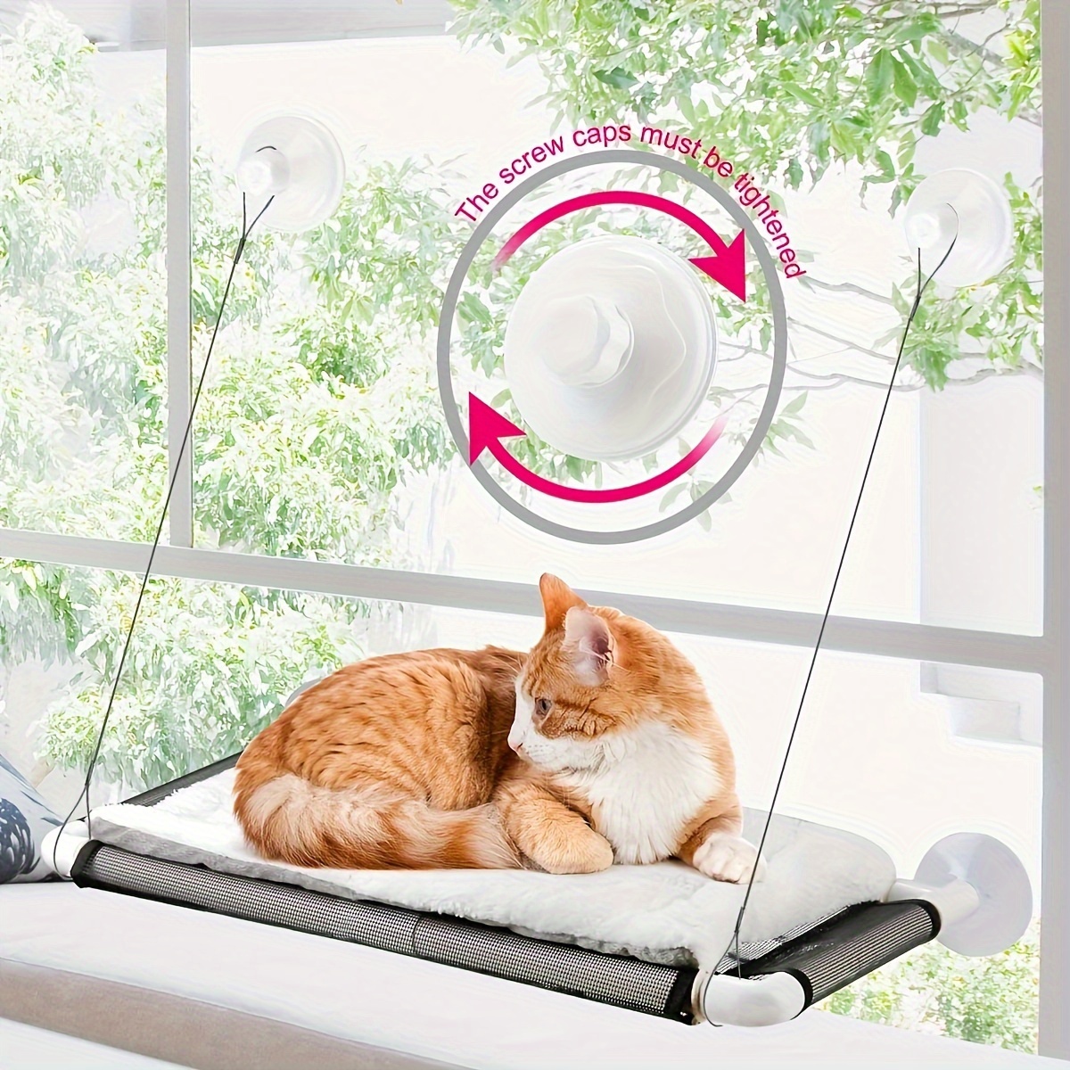 Cama Suspensa para Gatos – Cozy And Safe Cat Window Perch, Soft Mat Wall-mounted Cat Hammock Bed Window Lounge Bed With Strong Suction Cups