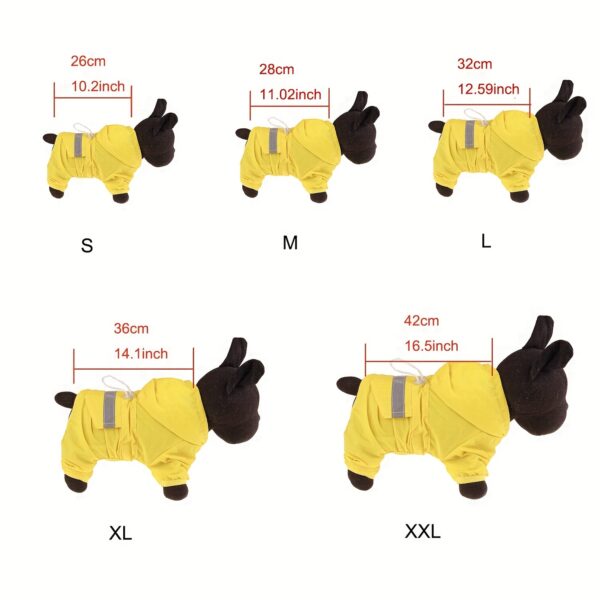 Capa de Chuva Refletiva - Reflective Waterproof Dog Raincoat For Small Breeds - Easy Snap Closure, Hand-Washable Spandex Jumpsuit - Image 4