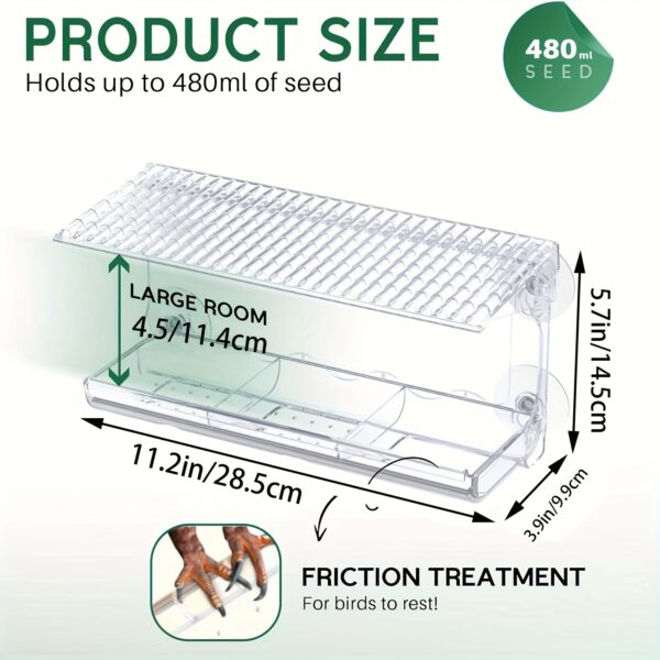 Alimentador Externo de Acrilico para Passaros - Acrylic Window Bird Feeder with Strong Suction Cups - Image 2