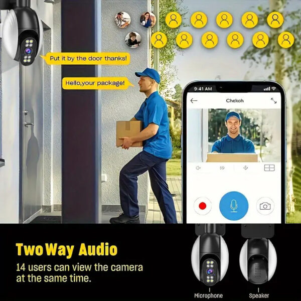 Camera de Segurança e Monitoramento - 1pc 2.4G & 5G Wi-Fi Security Camera, Wireless 2MP HD CCTV IP Camera, Full 2-Way Audio, Infrared Night Vision - Image 8