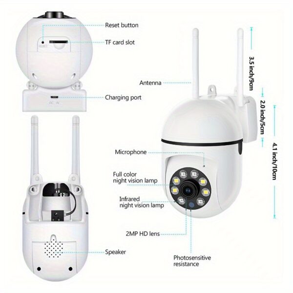 Camera de Vigilancia para Pets - 5GHz/2.4GHz Dual-Band Wi-Fi Indoor Security Camera, 2K Pet Camera - Image 3